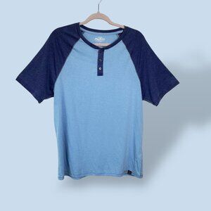 NEW Flag‎ & Anthem Chatham Vintage Soft Henley Raglan Blue Men's Size Medium